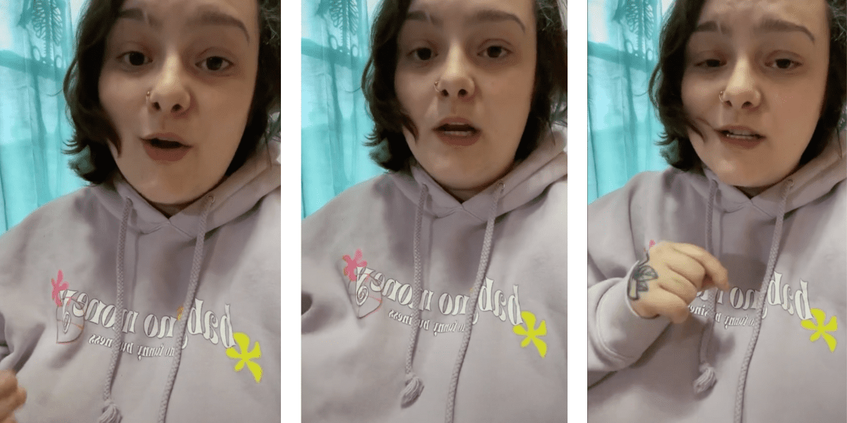 @itsgottobekd speaking on the Disney dress code, wearing a purple hoodie.