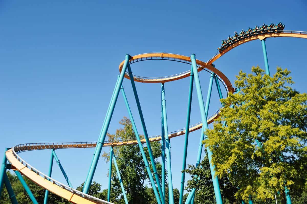 A photo of the goliath roller coaster at Six Flags Georgia
