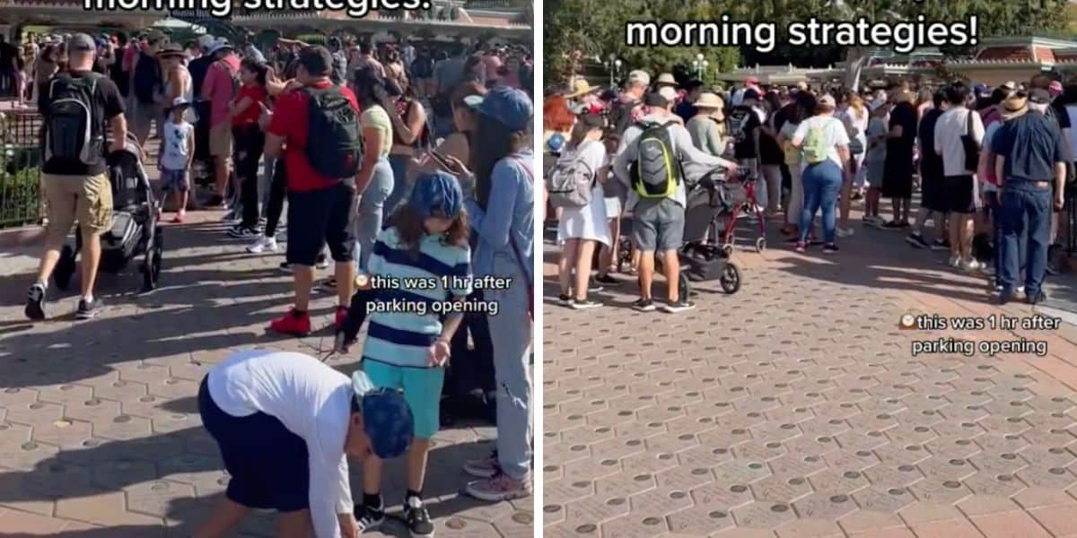morning crowds at disneyland
