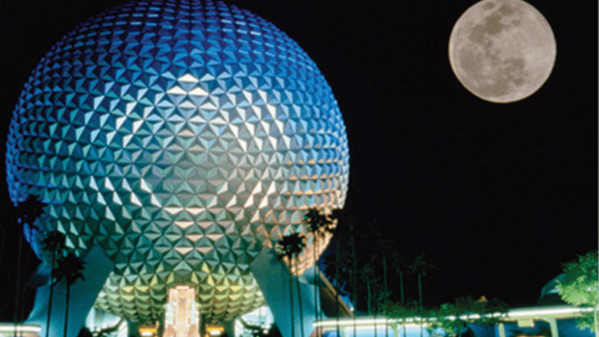 spaceship earth epcot and moon