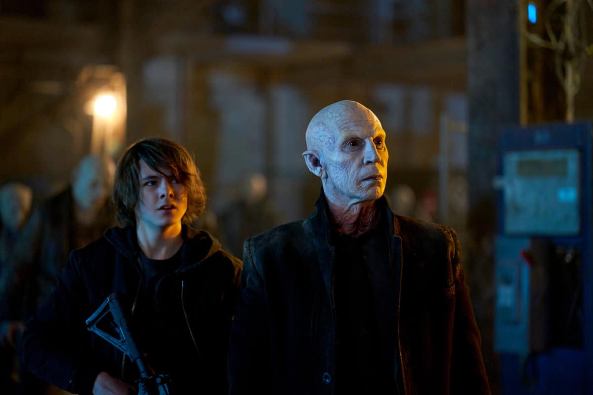 THE STRAIN -- "The Last Stand" - Season 4, Episode 10 (Airs September 17, 10:00 pm e/p) Pictured (l-r): Max Charles as Zack Goodweather, Jonathan Hyde as Eldritch Palmer/The Master. CR: Russ Martin/FX