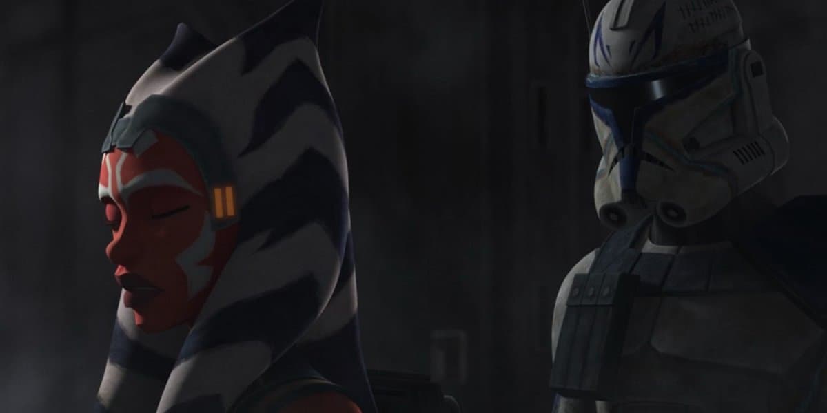 Ahsoka Tano (Ashley Eckstein) being escorted by Captain Rex (Dee Bradley Baker)
