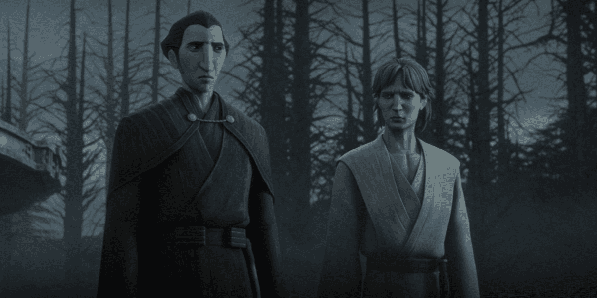 (L-R): Count Dooku (Corey Burton) and Qui-Gon Jinn (Micheál Richardson) in 'Star Wars: Tales of the Jedi'