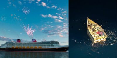 Disney Cruise Ship Fireworks and Abandoned Boat