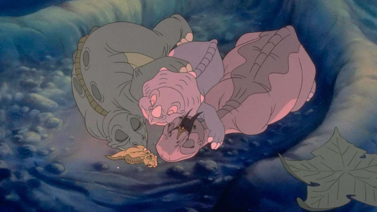 Littlefoot and his friends sleeping in 'The Land Before Time'