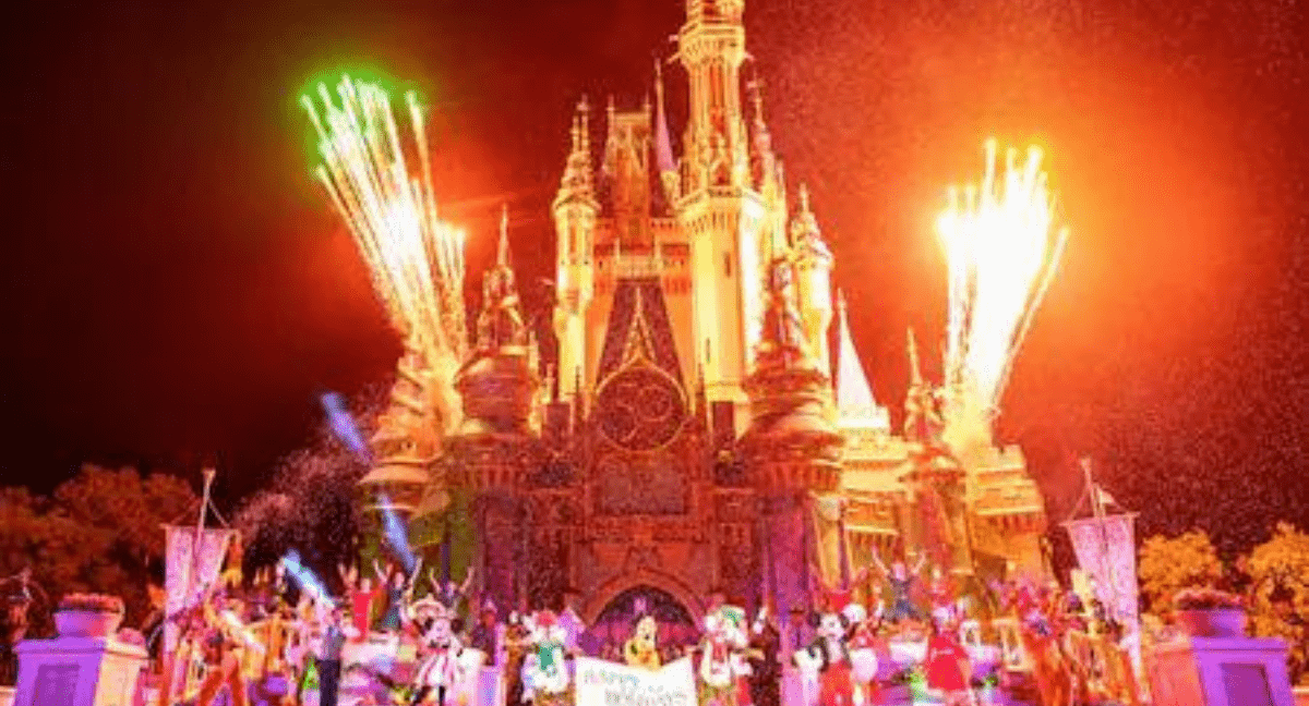 Cinderella castle during Mickey’s Most Merriest Celebration