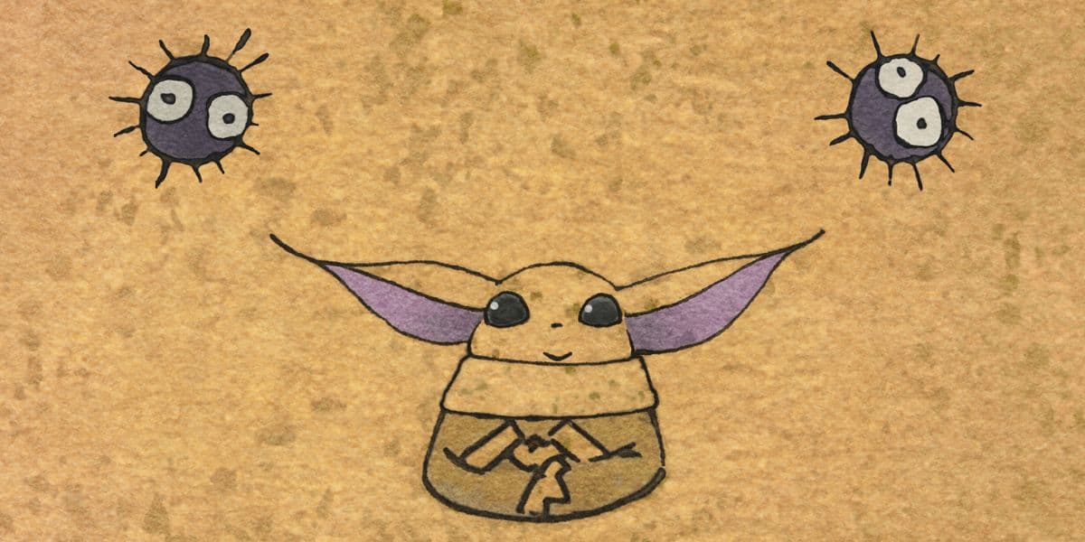 Grogu and the Dust Bunnies, from 'Zen -- Grogu and Dust Bunnies' (2022). Credit: Lucasfilm
