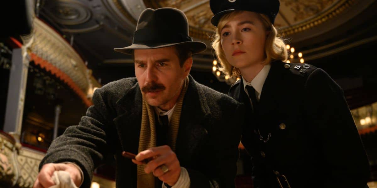 Sam Rockwell and Saoirse Ronan in 'See How They Run'. Credit: Searchlight Pictures