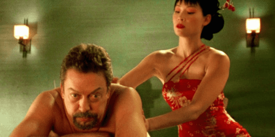 Tim Curry getting a massage