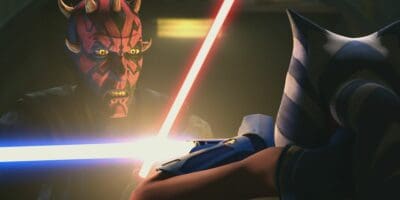 Maul fighting Ahsoka in 'The Clone Wars'