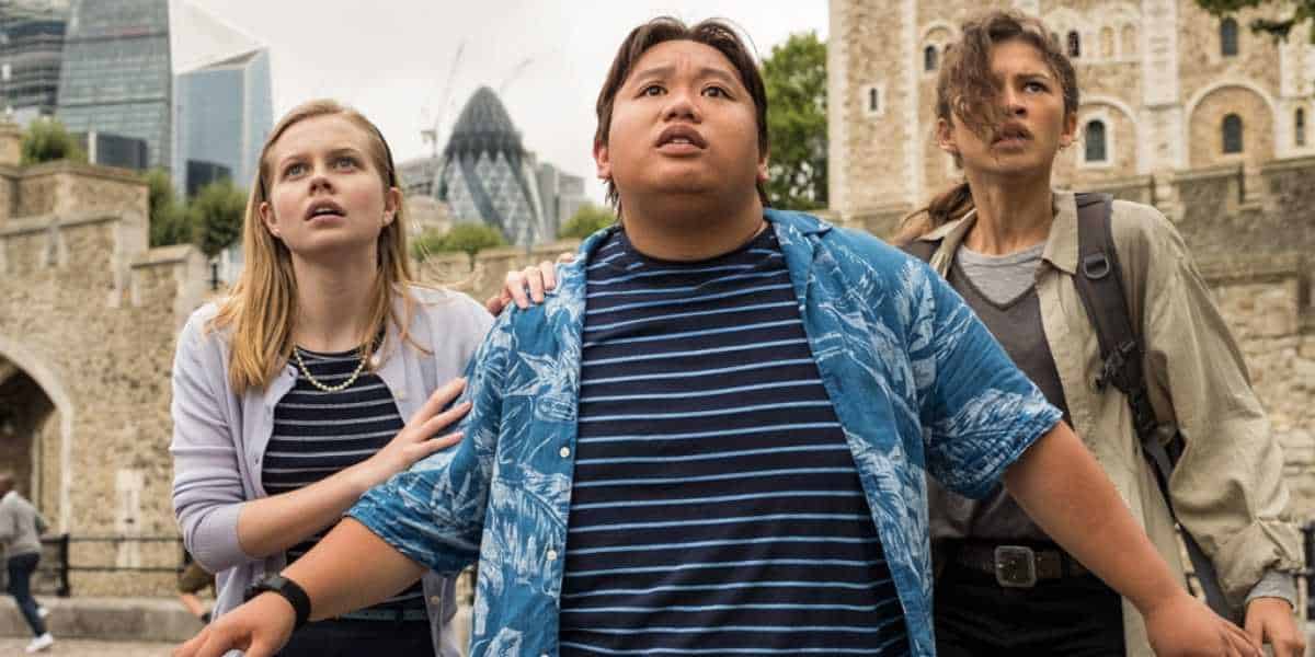Angourie Rice as Betty Brant (L), Jacob Batalon as Ned Leeds (Center), Zendaya as MJ (R) in 'Spider-Man: No Way Home'