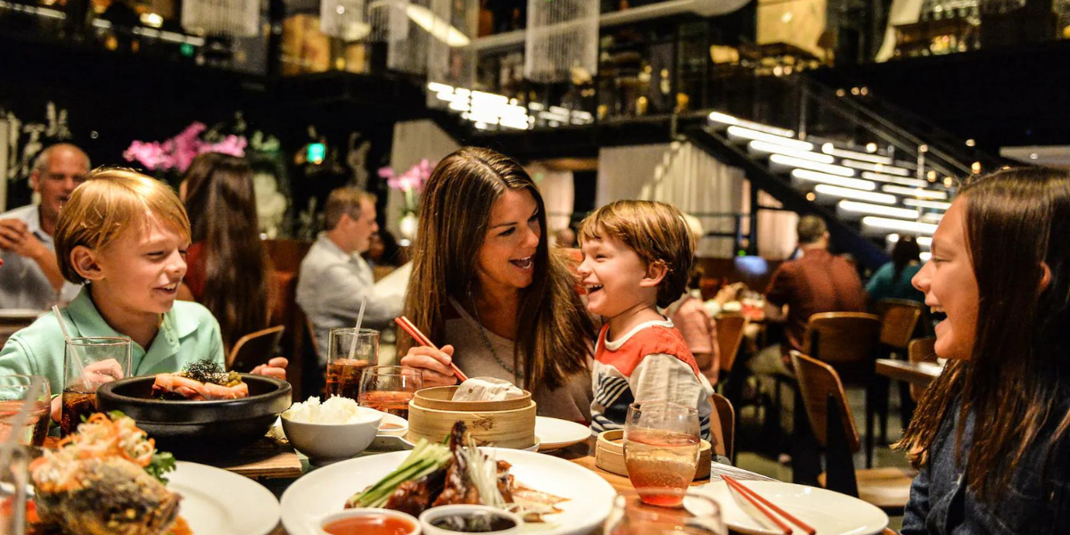 family eating at morimoto asia in disney springs