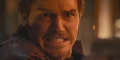 Chris Pratt crying as he decides whether or not to shoot Gamora.