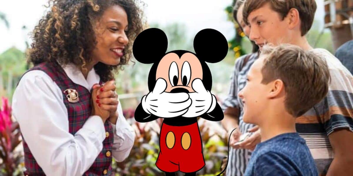 Mickey in front of a Cast Member