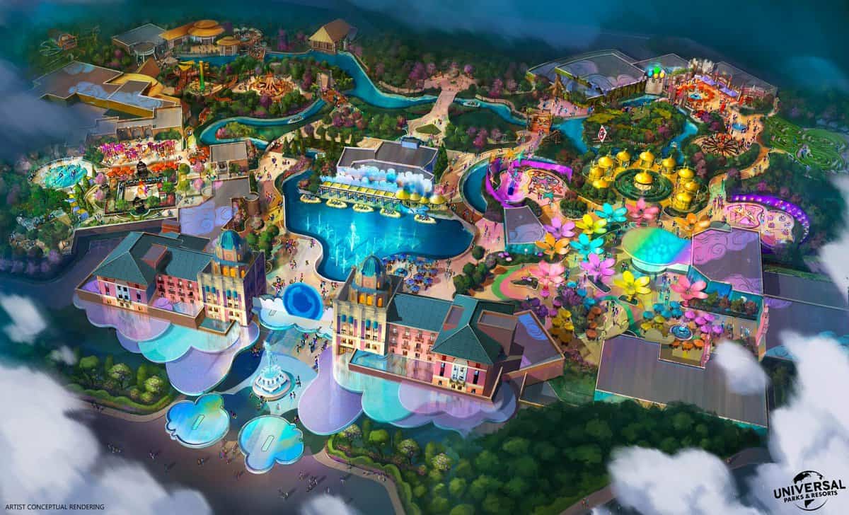 Concept art for an all-new Universal theme park planned to open in Frisco, Texas