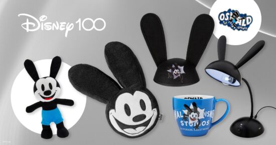 A selection of merchandise featuring Oswald the Lucky Rabbit