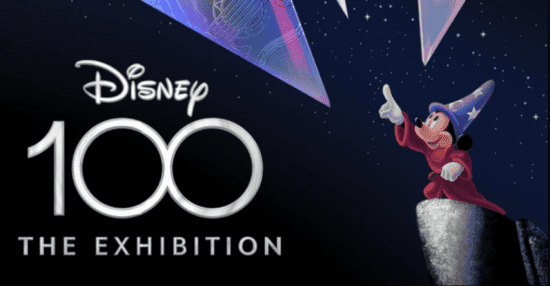 The logo for Disney100: The Exhibition