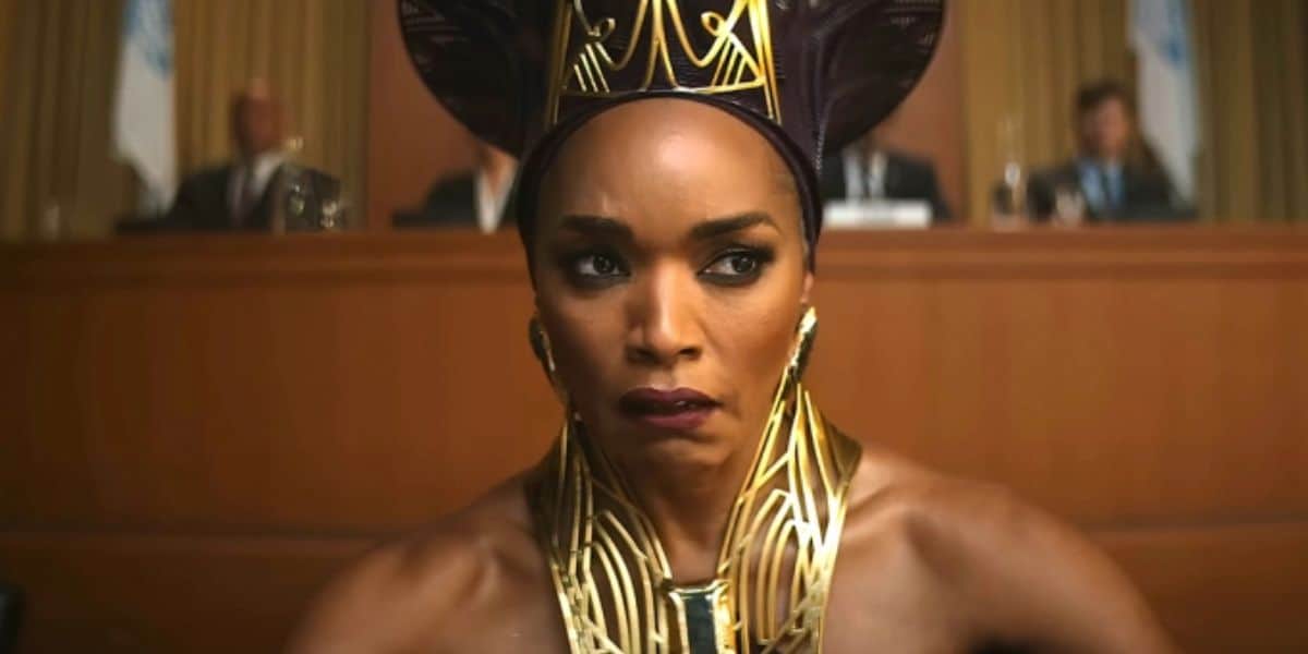 Angela Bassett as Queen Ramonda at the UN in 'Black Panther: Wakanda Forever'
