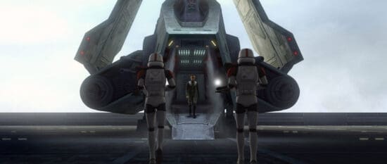Doctor Royce Hemlock in a scene from "STAR WARS: THE BAD BATCH", season 2 exclusively on Disney+. © 2023 Lucasfilm Ltd. & ™. All Rights Reserved.