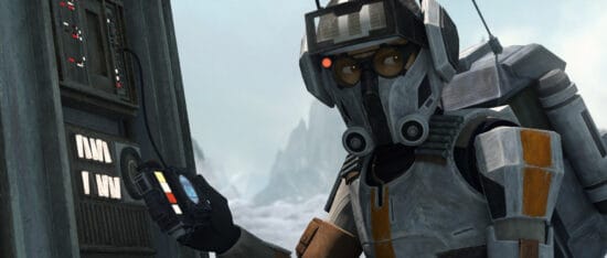 Moff Tarkin in a scene from "STAR WARS: THE BAD BATCH", season 2 exclusively on Disney+. © 2023 Lucasfilm Ltd. & ™. All Rights Reserved.
