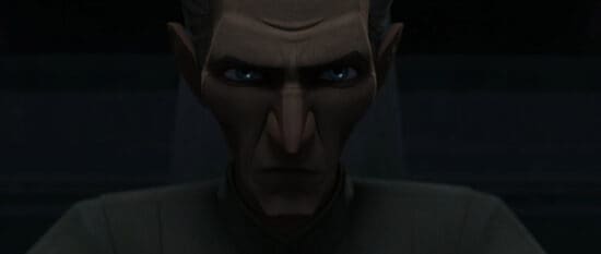 Moff Tarkin in a scene from "STAR WARS: THE BAD BATCH", season 2 exclusively on Disney+. © 2023 Lucasfilm Ltd. & ™. All Rights Reserved.
