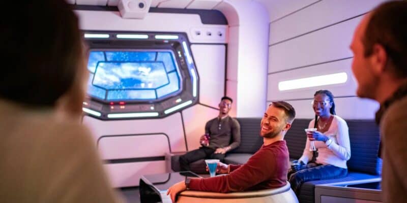 Guests laughing on the 'Star Wars': Galactic Starcruiser.