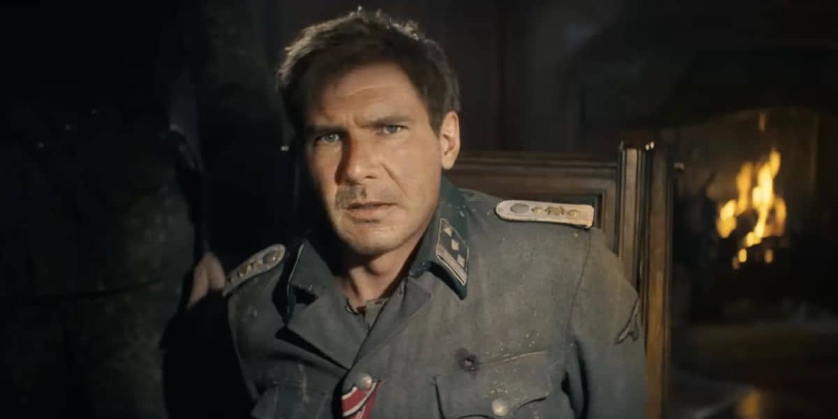 A de-aged Harrison Ford as Indiana Jones in Dial of Destiny (2023).