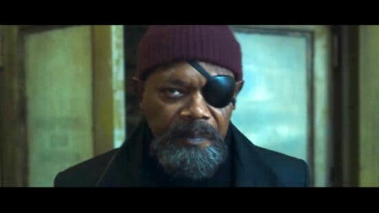 Nick Fury walking through a questionable building in Secret Invasion
