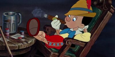 Pinocchio smoking a cigar