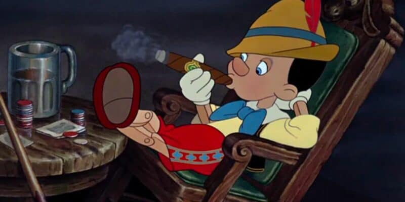 Pinocchio smoking a cigar