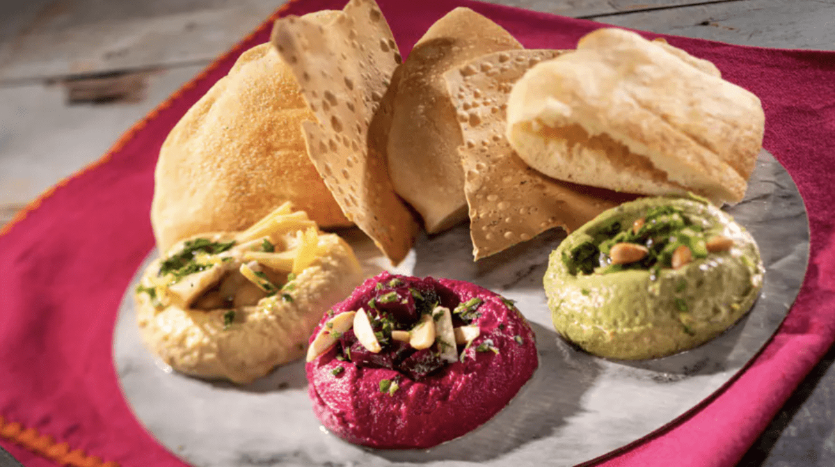 Hummus served with Moroccan bread