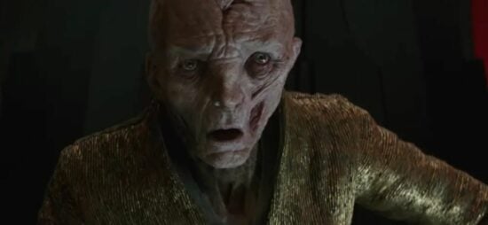 Snoke dying from Kylo Ren in The Last Jedi