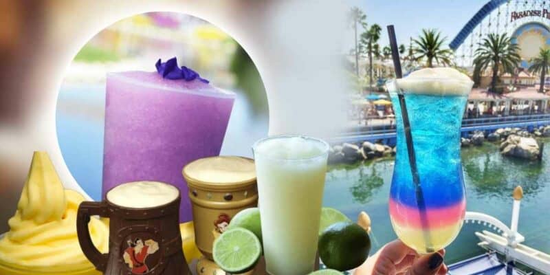 A collage of alcoholic Disneyland drinks.