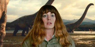 (F) Anne Hathaway in Colossal (R) Jurassic World Dominion
