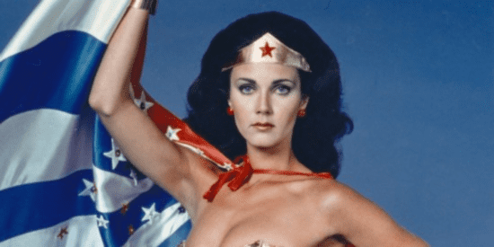 Lynda Carter poses as Wonder Woman.