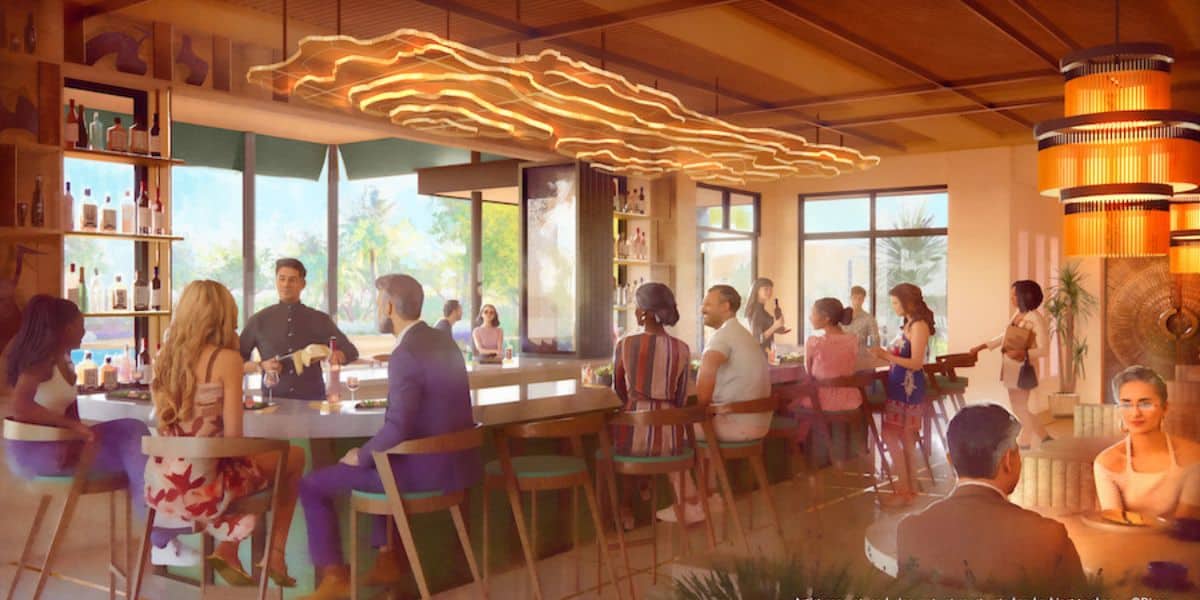 Concept art for the Cotino Storyliving by Disney community, dining area