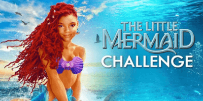 Halle Bailey as Ariel in 'The Little Mermaid.' Text reads, "The Little Mermaid Challenge."