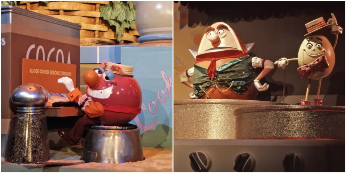 Tomato playing piano, Ham and Egg telling jokes Disney