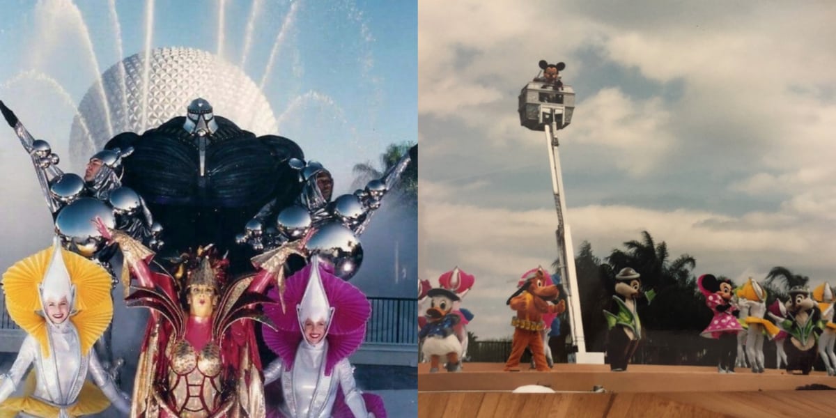 Splashtacular villains, Disney characters with Mickey in a scissor lift