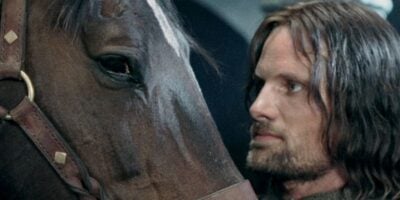 Aragorn with his horse in Lord of the Rings