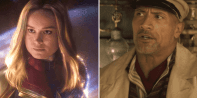 Brie Larson in 'Captain Marvel' and Dwayne Johnson in 'Jungle Cruise'