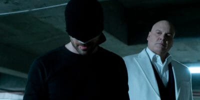 Charlie Cox and Vincent D'Onofrio as Daredevil and Kingpin in Daredevil