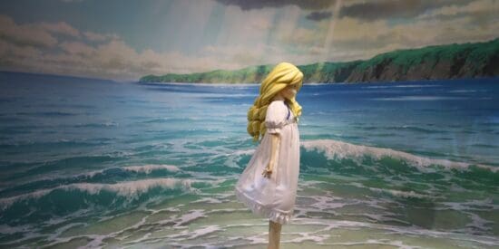Marnie photo op figure at When Marnie Was Here exhibit at Ghibli Park