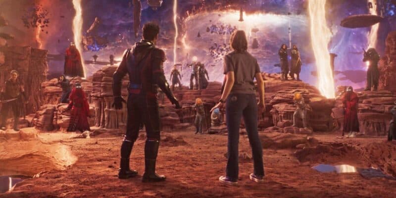 Ant-Man and Cassie stare at Quantum people in the Quantum Realm
