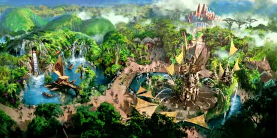 Boats of Motanui and a spinner ride in concept for Moana-themed land in Animal Kingdom
