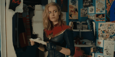 Carol Danvers/Captain Marvel confused about how she is in Ms. Marvel's room in the Captain Marvel sequel, The Marvels