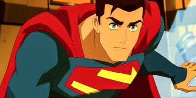 Superman landing on the ground in My Adventures with Superman