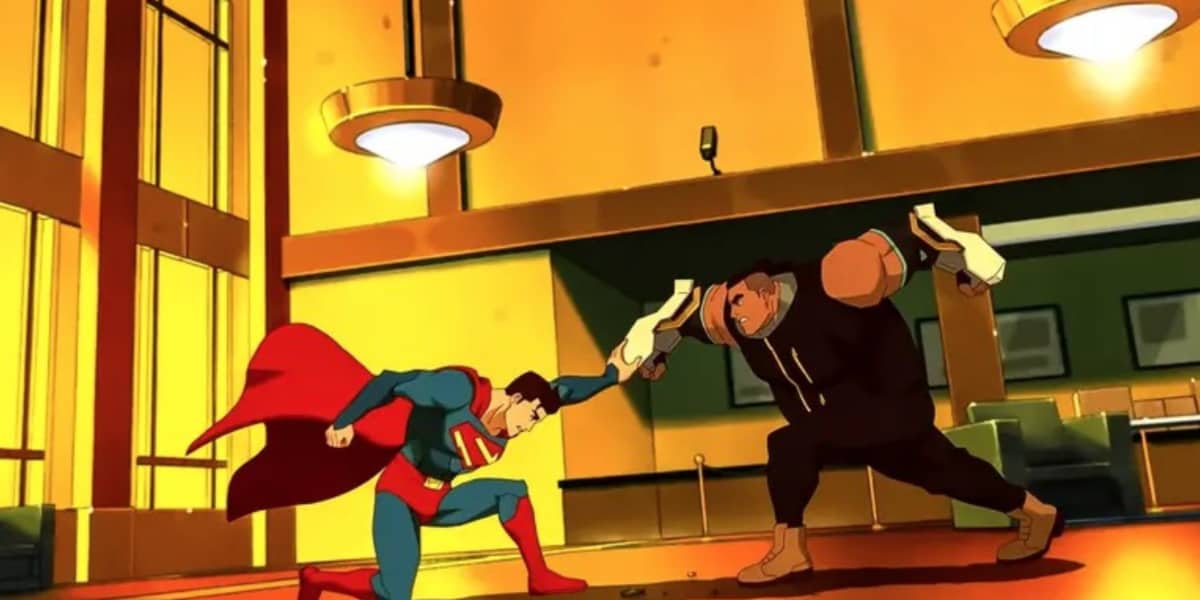 Superman battling a villain in My Adventures with Superman