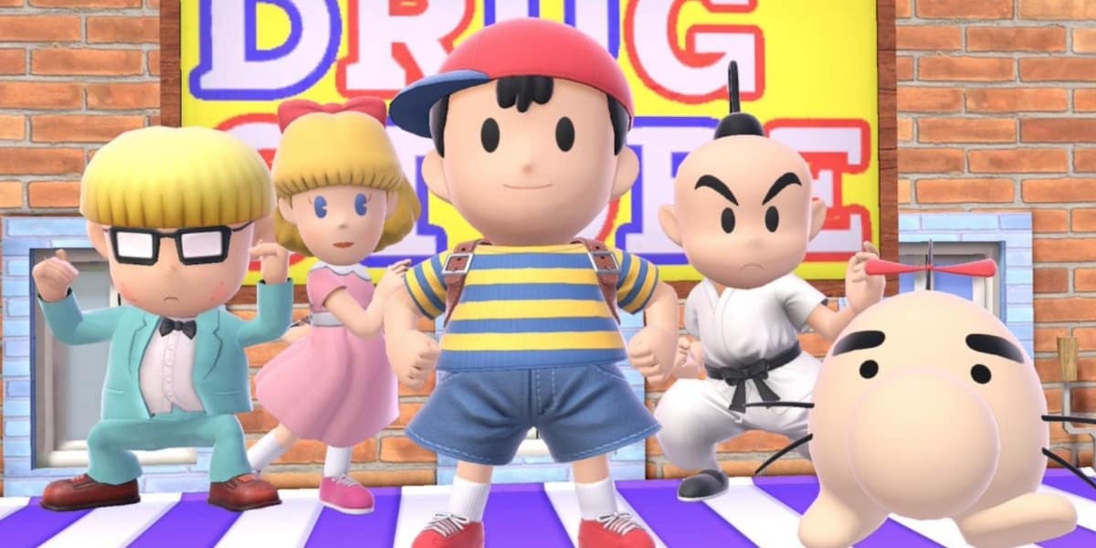 Ness and his friends from Earthbound in Super Smash Bros. Nintendo