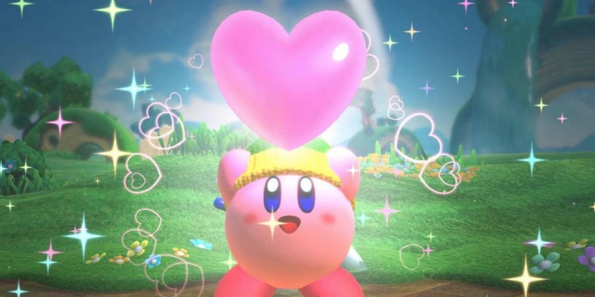 Kirby holding a heart Nintendo